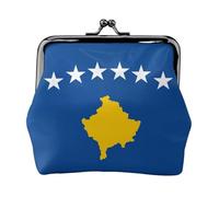 Petit portefeuille pour femme, motif drapeau du Kosovo, porte-monnaie pour femme, petit portefeuille pour femme, avec fermeture éclair et fermeture à baiser, noir, taille unique, art déco, Noir ,