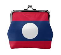 Petit portefeuille pour femme, motif drapeau du Laos, porte-monnaie pour femme, petit portefeuille pour femme, avec fermeture éclair et fermeture à baiser, noir, taille unique, art déco, Noir , Taille