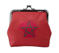 Petit portefeuille pour femme, motif drapeau du Maroc pour femme, porte-monnaie pour femme, petit portefeuille pour femme, avec fermeture éclair et fermeture à baiser, noir, taille unique, art déco,