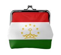 Petit portefeuille pour femme, motif drapeau du Tadjikistan, porte-monnaie pour femme, petit portefeuille pour femme, avec fermeture éclair et fermeture à baiser, noir, taille unique, art déco, Noir ,