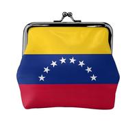 Petit portefeuille pour femme, motif drapeau du Venezuela, porte-monnaie pour femme, petit portefeuille pour femme, avec fermeture éclair et fermeture à baiser, noir, taille unique, art déco, Noir ,