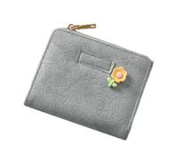 Petit portefeuille pour femme - Poche zippée - Porte-cartes de crédit - Grande capacité avec fenêtre pour carte d'identité pour permis de conduire, espèces, cartes de crédit, gris, Refer to