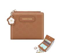 Petit portefeuille pour femme - Portefeuille à 2 volets avec poche zippée - Pochette de rangement à fermeture éclair de grande capacité, marron, Refer to description, Unisexe