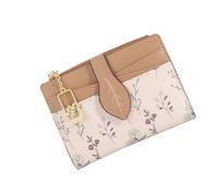 Petit portefeuille pour femmes et filles en cuir synthétique à motif floral avec poche à fermeture éclair et fenêtre transparente, Kaki, As the pic show