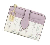 Petit portefeuille pour femmes et filles en cuir synthétique à motif floral avec poche à fermeture éclair et fenêtre transparente, P, As the pic show