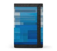 Petit portefeuille pour homme et femme avec porte-clés, porte-cartes fin à trois volets avec blocage RFID, motif peinture artistique bleu-gris, pince à billets, porte-monnaie de voyage avec poche zipp