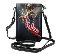 Petit portefeuille pour téléphone portable avec imprimé aigle chauve d'Amérique du Nord - Bandoulière amovible - Convient pour le shopping et les voyages