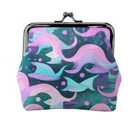 Petit portefeuille sirène rose pastel turquoise pour femme, porte-monnaie pour femme, petit portefeuille pour femme, avec fermeture éclair et verrou, noir, One Size, Art déco