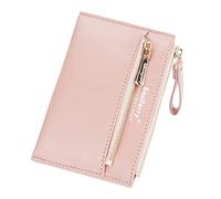 Petit portefeuille tendance à trois volets en cuir synthétique pour femme - Portefeuille pour cartes, cosmétiques (rose, taille unique)