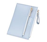 Petit portefeuille tendance à trois volets en cuir synthétique pour femme - Portefeuille pour cartes, cosmétiques (bleu, taille unique)