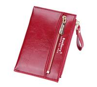 Petit portefeuille tendance à trois volets en cuir synthétique pour femme - Portefeuille pour cartes, cosmétiques (rouge, taille unique)