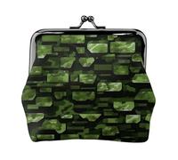 Petit portefeuille vert camouflage militaire pour femme, porte-monnaie pour femme, petit portefeuille pour femme, avec fermeture éclair et verrou de baiser, noir, One Size, Art déco