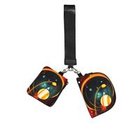 Petit portefeuilles pour femme avec double pochette porte-clés et fermeture éclair Motif système solaire Jupiter Saturne