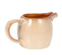 Petit pot à crème traditionnel en porcelaine avec anse et bec verseur pour café, thé, lait ou autres liquides (beige)
