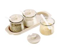 Petit pot d'assaisonnement avec couvercle - 8,2 x 8,2 x 7,6 cm - Bocaux en verre avec couvercle | Utilisation en cuisine | Rangement du sucre et du sel | Boîtes hermétiques pour la cuisine et la