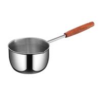 Petit pot en acier inoxydable, petite sauce à sauce avec bellette à 500 ml en acier inoxydable mini chauffeur de beurre avec poignée en bois pour cuire l'huile chaude, fusion au beurre, poêl
