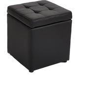 Petit Pouf avec Rangement - Tabouret Multifonction en Similicuir, Coton et Lin - Repose-Pieds, Banc de Chaussures et siège de Vanity pour Salon, Chambre, entrée(Black)