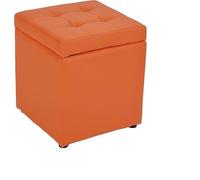 Petit Pouf avec Rangement - Tabouret Multifonction en Similicuir, Coton et Lin - Repose-Pieds, Banc de Chaussures et siège de Vanity pour Salon, Chambre, entrée(Orange2)