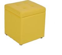 Petit Pouf avec Rangement - Tabouret Multifonction en Similicuir, Coton et Lin - Repose-Pieds, Banc de Chaussures et siège de Vanity pour Salon, Chambre, entrée(Yellow)