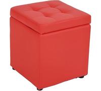 Petit Pouf avec Rangement - Tabouret Multifonction en Similicuir, Coton et Lin - Repose-Pieds, Banc de Chaussures et siège de Vanity pour Salon, Chambre, entrée(Red)