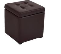 Petit Pouf avec Rangement - Tabouret Multifonction en Similicuir, Coton et Lin - Repose-Pieds, Banc de Chaussures et siège de Vanity pour Salon, Chambre, entrée(Brown2)