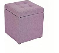 Petit Pouf avec Rangement - Tabouret Multifonction en Similicuir, Coton et Lin - Repose-Pieds, Banc de Chaussures et siège de Vanity pour Salon, Chambre, entrée(Purple)