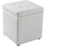 Petit Pouf avec Rangement - Tabouret Multifonction en Similicuir, Coton et Lin - Repose-Pieds, Banc de Chaussures et siège de Vanity pour Salon, Chambre, entrée(White)