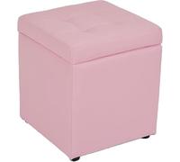 Petit Pouf avec Rangement - Tabouret Multifonction en Similicuir, Coton et Lin - Repose-Pieds, Banc de Chaussures et siège de Vanity pour Salon, Chambre, entrée(Pink)