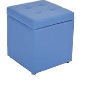 Petit Pouf avec Rangement - Tabouret Multifonction en Similicuir, Coton et Lin - Repose-Pieds, Banc de Chaussures et siège de Vanity pour Salon, Chambre, entrée(Blue2)