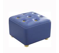 Petit pouf cube en cuir avec bouton doré pour décoration de salon et de chambre à coucher, meuble d'appoint élégant, solution polyvalente pour la maison.