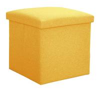 Petit pouf de rangement pliable, repose-pieds carré, repose-pieds de canapé, tabouret de rangement de grande capacité, repose-pieds de salon portable, ottoman-bleu-38 x 38 x 38 cm ( Color : Yellow )