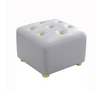 Petit pouf en cuir avec bouton doré pour salon et chambre à coucher - Accessoire de décoration d'intérieur élégant et polyvalent