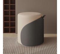 Petit Pouf Ottoman, Pouf en Cuir Rond, Petits poufs, Tabouret de Maquillage Rotatif, Tabouret Bas à Coussin Souple, Pouf Moderne pour Chambre à Coucher, Salon, dortoir, Petit Espace(Gray)
