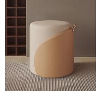 Petit Pouf Ottoman, Pouf en Cuir Rond, Petits poufs, Tabouret de Maquillage Rotatif, Tabouret Bas à Coussin Souple, Pouf Moderne pour Chambre à Coucher, Salon, dortoir, Petit Espace(Beige)