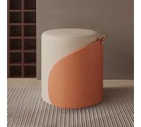 Petit Pouf Ottoman, Pouf en Cuir Rond, Petits poufs, Tabouret de Maquillage Rotatif, Tabouret Bas à Coussin Souple, Pouf Moderne pour Chambre à Coucher, Salon, dortoir, Petit Espace(Orange)