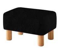 Petit Pouf Ottoman,Repose-Pieds,Ottomane Rectangulaire Avec Pieds En Bois Stable,Matériau Teddy,Tabouret Bas,Tabouret De Can[CA132]