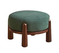 Petit pouf rond en velours côtelé avec pieds en bois, repose-pieds coussin doux pour salon et chambre à coucher