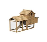 Pawhut Poulailler Cottage sur pied – 151×54×87 cm – Bois massif de pin, multi-équipement
