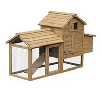 Petit poulailler cottage cage à poules sur pied dim. 151L x 54l x 87H cm multi-équipement bois massif de pin Bois G