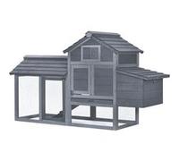 Pawhut - Petit poulailler cottage cage à poules sur pied dim. 151L x 54l x 87H cm multi-équipement bois massif de pin gris
