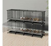 Petit Poulailler Pas Cher Maille en Fer Cryptée De 1,3 Cm Assemblage Gratuit avec Plateau Et Tapis De Cryptage pour Canards Et Chats Lapins(Black,147 * 39 * 94CM)