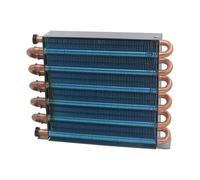 Petit radiateur à condenseur à coque for réfrigérateur-congélateur, échangeur de chaleur à ailettes en aluminium et tubes en cuivre refroidi par eau avec ventilateur, refroidi par air(164x173)