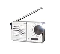 Petit Radio d’Urgence à Piles, Caliber HPG311R, AM/FM, Portable, Jusqu’à 72h d’autonomie, Fonctionne sur Secteur et Piles, Excellente Réception, avec Prise Casque, Argent