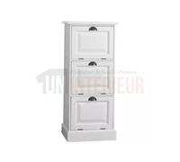 Petit rangement de bureau en pin massif ou meuble classeur - Burrington : Finition - Blanc