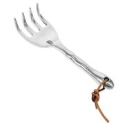 Petit Râteau de Jardin à Main, Quatre Dents, Alliage Léger Argenté | Outil Portable, Solide et Peu Déformable, pour Ameublir la Terre, Épandre le Sol, Usage Extérieur Agricole