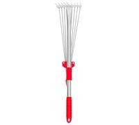 Petit Râteau de Jardin Télescopique en Acier Inoxydable Rouge