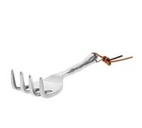 Petit Râteau de Jardinage Manuel à Quatre Dents en Alliage | Argenté, Portable et Léger, pour Usage Agricole Extérieur, Outil Compact pour Semis et Travail du Sol