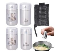 Petit récipient à assaisonnement, distributeur de poudre en acier inoxydable - avec sac en maille pour le camping, les voyages, la randonnée, la cour, les réunions, la cuisine, la maison