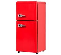 Petit réfrigérateur avec congélateur de 60 L, réfrigérateur compact à 2 portes, avec clayettes amovibles en verre réglables pour chambre, résidence universitaire, bureau ou appartement,Red