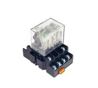 Petit relais intermédiaire JQX-13F-LY4C-L LY4NJ HH64P DC 24V AC220V 14PIN, bobine de relais de puissance 4PDT avec Base de prise PTF14A(AC 220V With base)